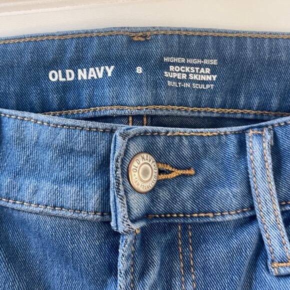 Old Navy Higher High Rise Rockstar Super Skinny Jeans Denim Size Womens 8 - Picture 2 of 8